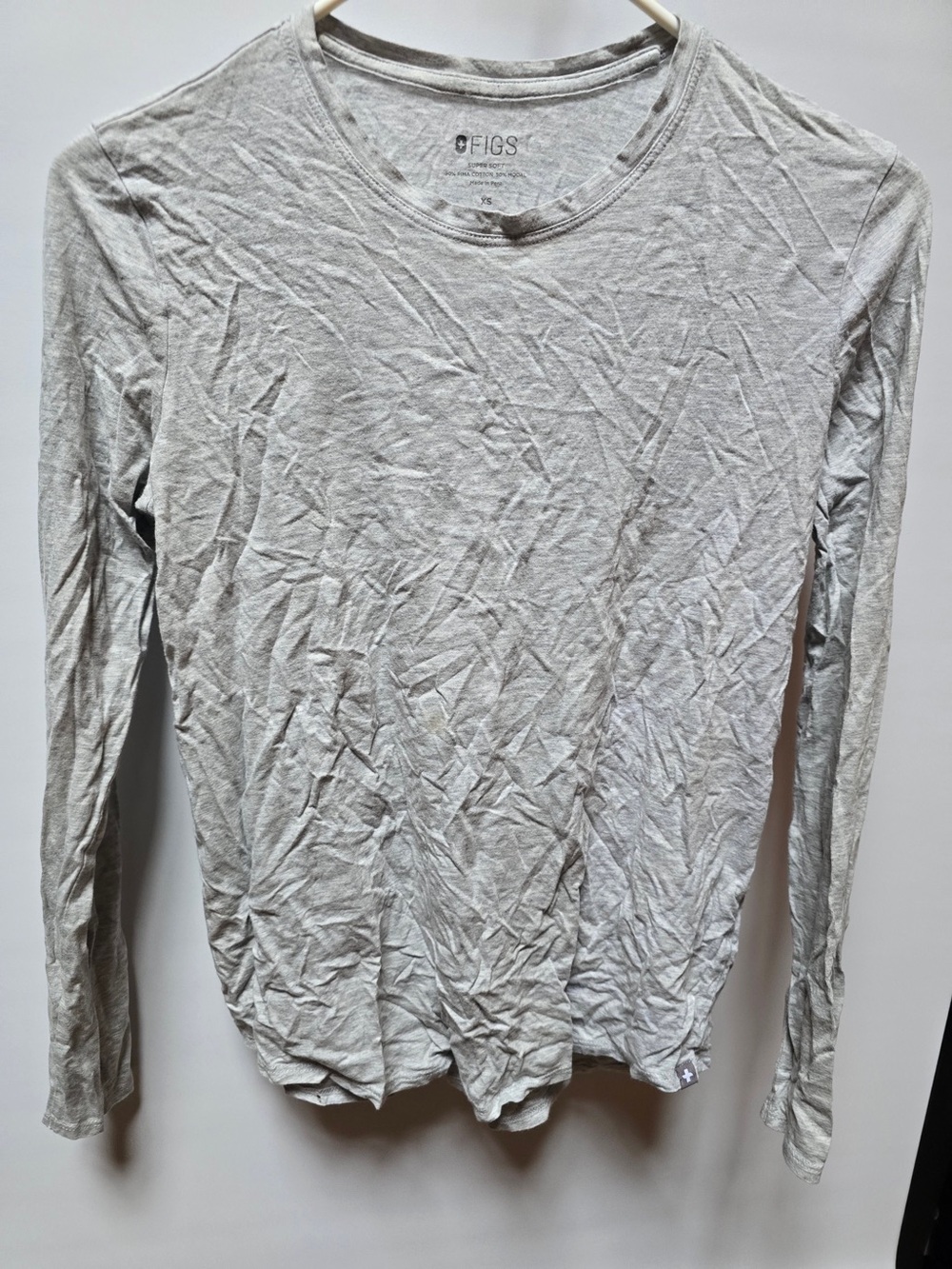 Women's Heathered Medium Grey Supersoft - Longsleeve Underscrub - XS